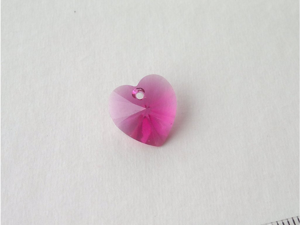 Přívěsek XILION srdce 14,4x14 mm, Swarovski, fuchsia