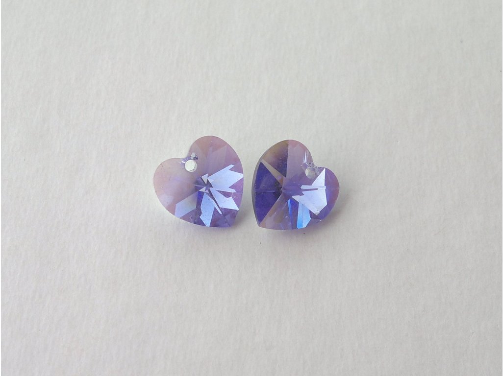 Přívěsek XILION srdce 10,3x10 mm, Swarovski, purple velvet AB