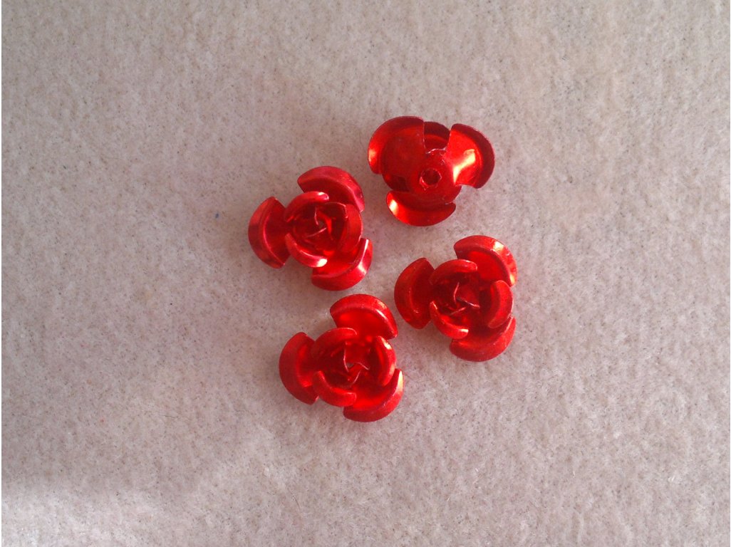 Hliníková růžička 12x7 mm, červená