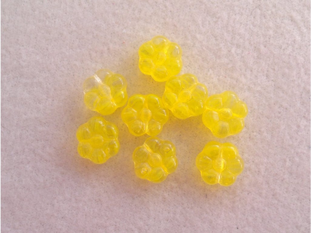 Skleněná kytka, pr. 9 mm, žlutá