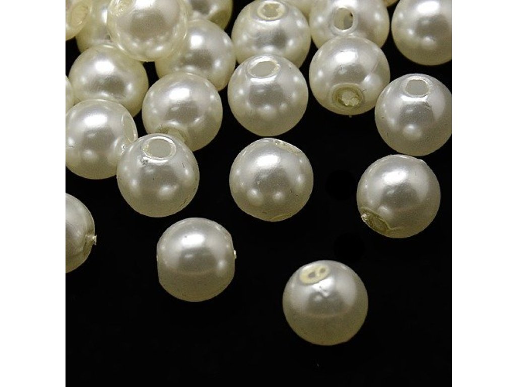 Vosková perle, krémová - 6 mm krémová 1,5 mm kulička