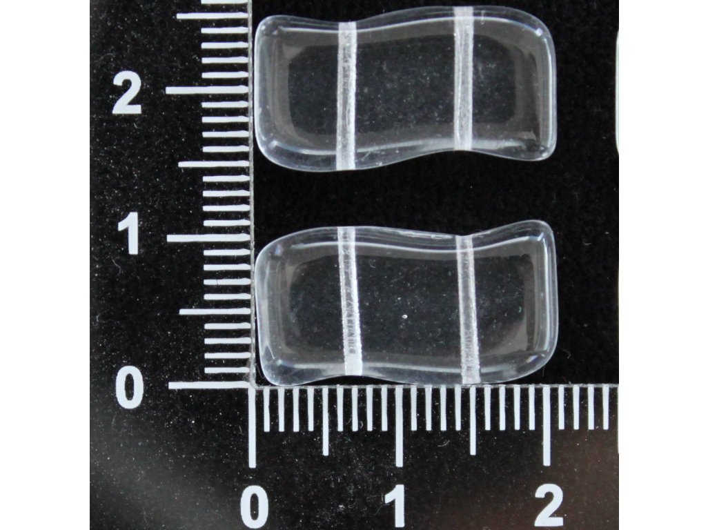 Vlnka skleněná - dvojdírka vlnka sklo 11 mm 21 mm 4,8 mm 0,8 mm