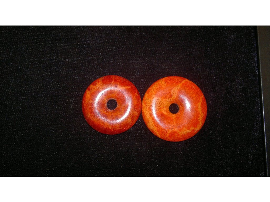 Donat cca 27 mm- lakovaný červená korál donat 27 mm 6,5 mm 4,5 mm