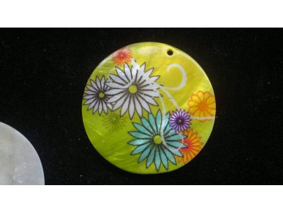 Silná perleť 50 mm - motiv 7 50 mm 1,5 mm perleť zelená/bílá/fialová/oranžová