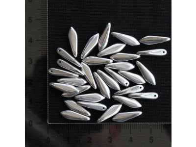 Stříbrné jazýčky 5 x 15 mm stříbrná sklo 15 mm 5 mm 0,5 mm