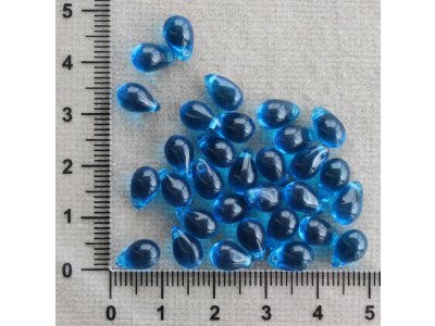 Kapky modré 9 x 6 mm modrá kapka sklo 9 mm 6 mm 0,5 mm