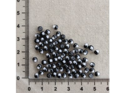 Bílo-černé kuličky 4 mm průhledná/bílá/černá kulička sklo 4 mm 0,5 mm