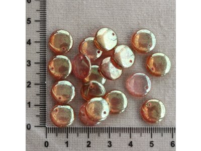 Pecky, zlatý pokov, 12 mm hnědá/pokov pecka sklo 4 mm 12 mm 0,7 mm
