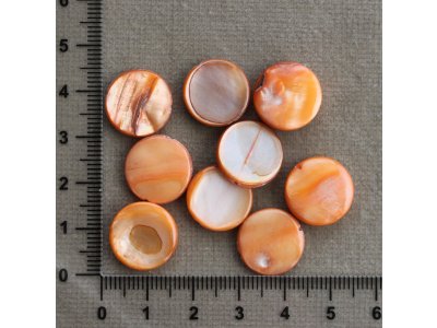 Penízky, oranžová perleť 15 mm oranžová placka perleť 15 mm 0,8 mm