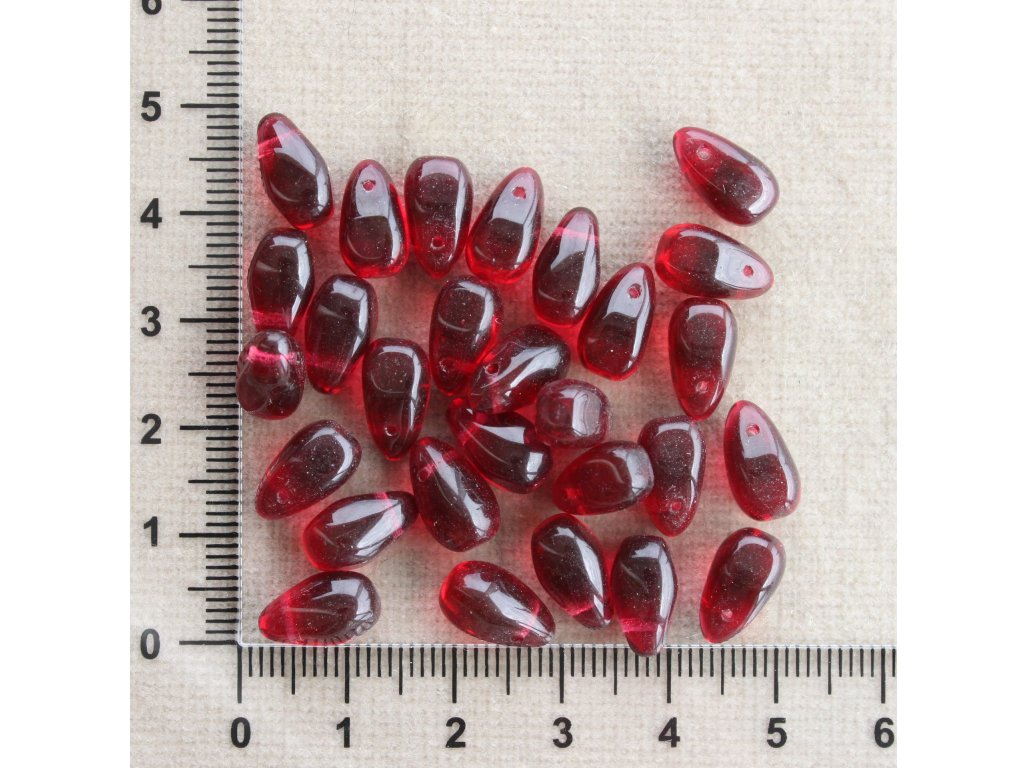 Kapky červené 12 x 7 mm červená kapka sklo 12 mm 7 mm 1 mm
