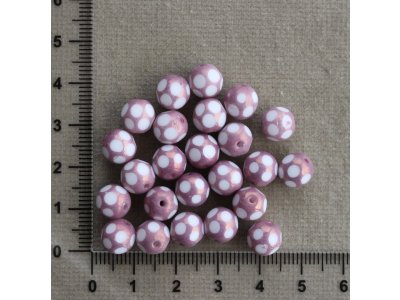 Mičuda fialový-pokov 8 mm fialová/růžová/bílá kulička sklo 8 mm 1 mm