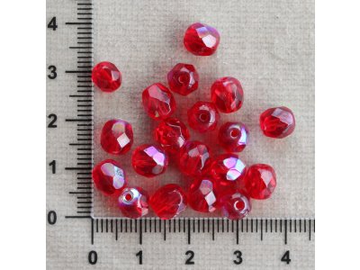 Rubínově červená 7 mm s AB červená kulička sklo 7 mm 1 mm