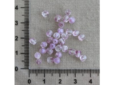 Bílo-čiro-fialové sklo kulička 4 mm 0,5 mm