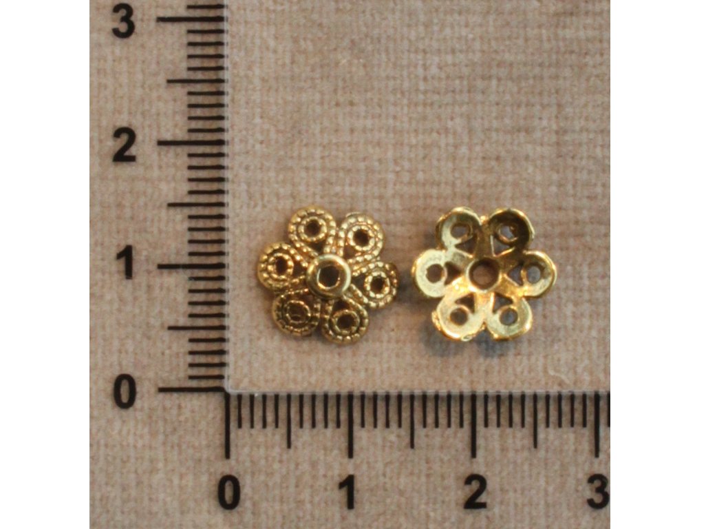 Zlaté kaplíky 2 zlatá kov 11 mm 1,5 mm