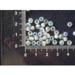 Velkodírkové, mačkané korálky 5 mm - bílý průtah s AB