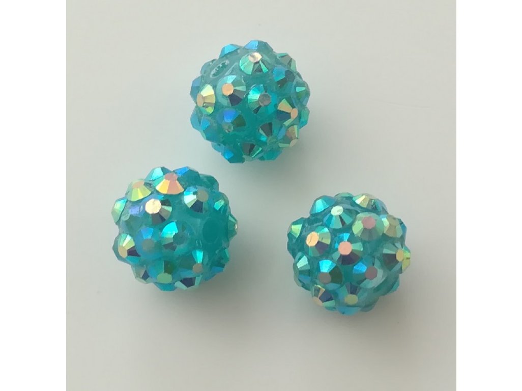 Shamballa plastová 12 mm - více barev - tyrkysová
