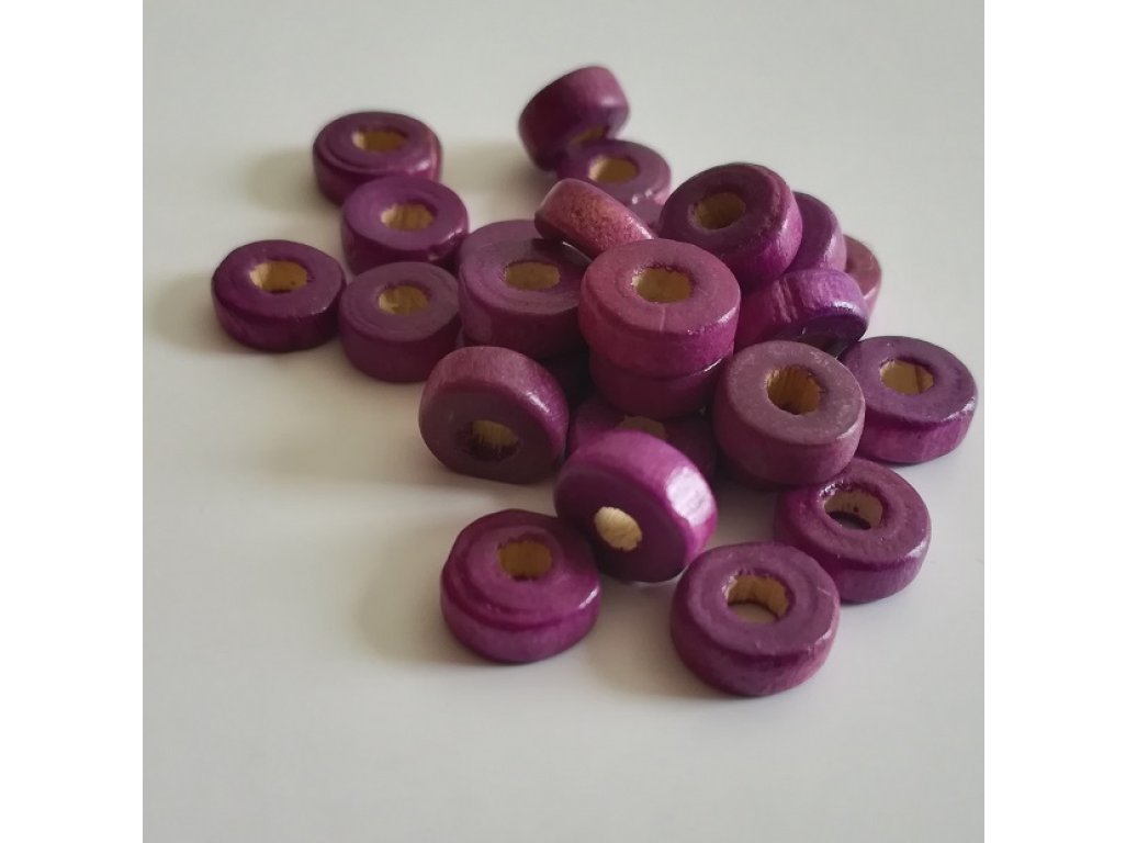 Kolečka dřevěné 8 mm - fialové