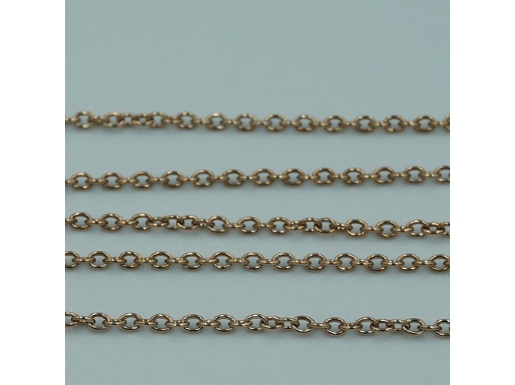 Nerezové řetízky - pískově měděná, 1,5 x 2 mm