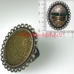 Prsten s lůžkem - bronzová, 19x25mm