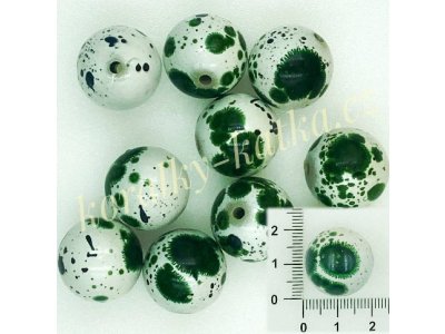 Plastové bílo-zelené kuličky, 20 mm