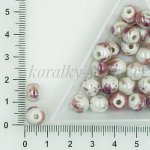 Vzorované porcelánové korálky - růžově perlová, 8 mm