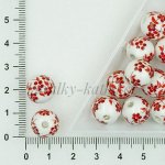 Vzorované porcelánové korálky - červené květy, 12 mm