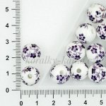 Vzorované porcelánové korálky - fialové květy, 12 mm