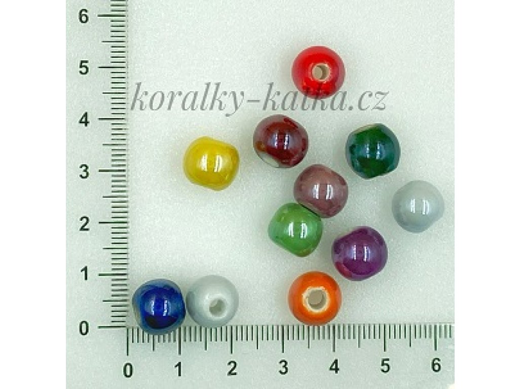 Porcelánové kuličky - barevný mix, 10 mm