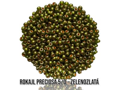 Rokajl PRECIOSA (5/0), zelenozlatá