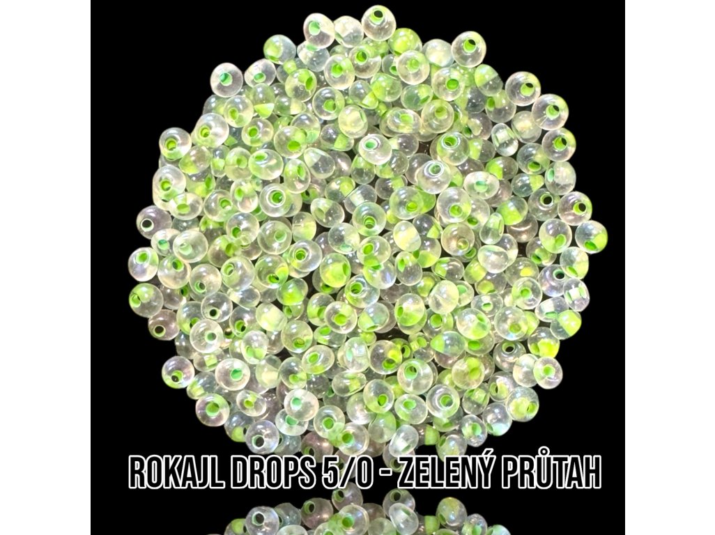 Drops PRECIOSA 5/0 - zelený průtah